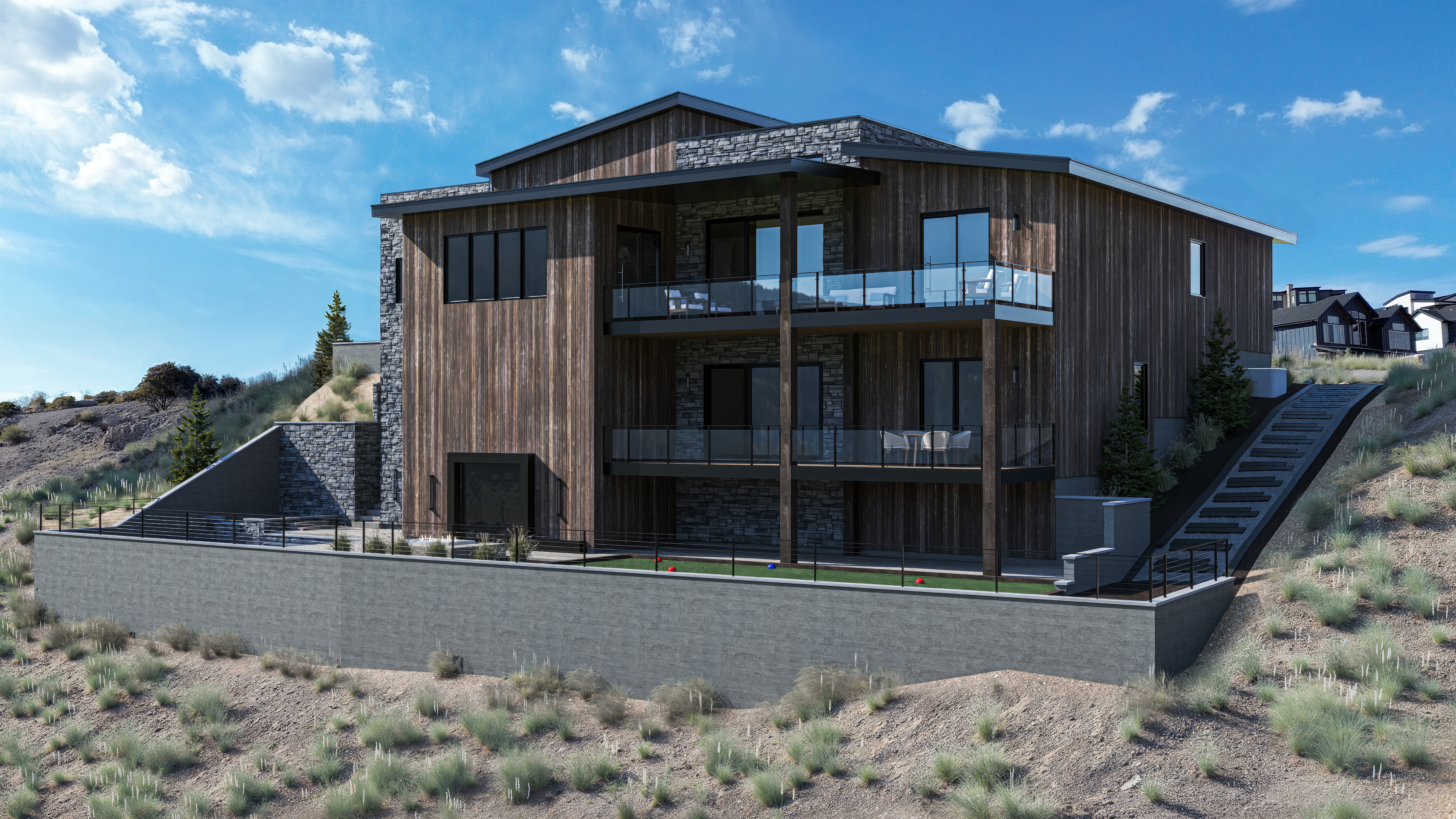 Summit Lux Vitalis right rear low angle with mountain backdrop